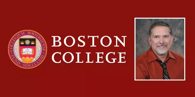 A headshot of Dr. Larry Fulton beside the Boston College logo.